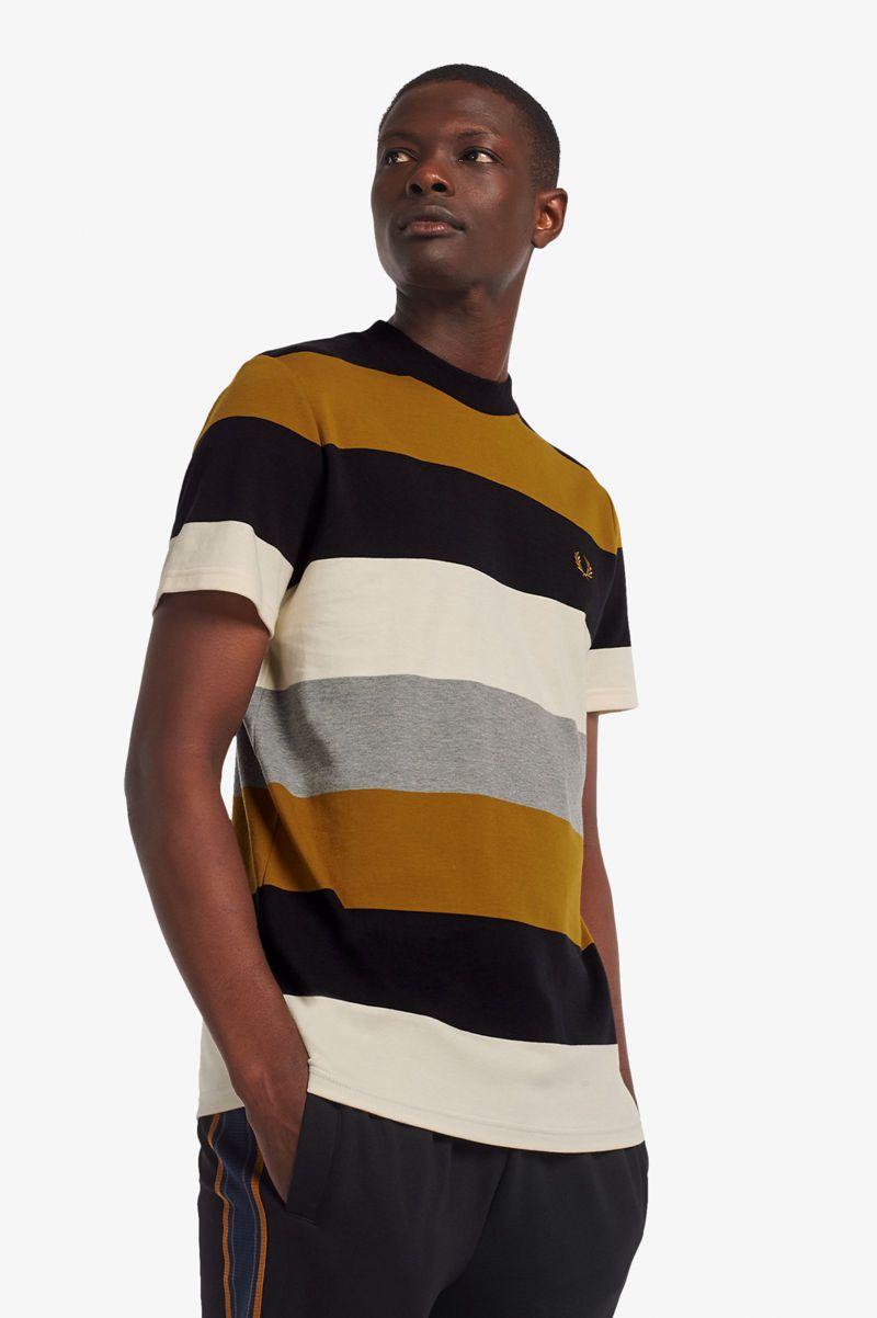 Camel Fred Perry Bold Stripe Men's T Shirts | PH 1634ZUTG